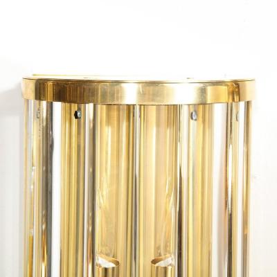  Tosso Murano Mid Century Hand Blown Murano Glass Rod Brass Sconces Signed Tosso Murano