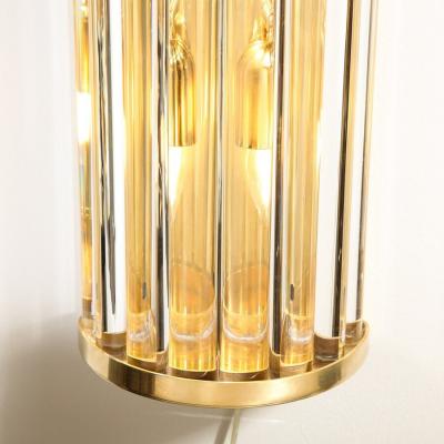 Tosso Murano Mid Century Hand Blown Murano Glass Rod Brass Sconces Signed Tosso Murano