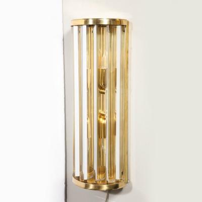  Tosso Murano Mid Century Hand Blown Murano Glass Rod Brass Sconces Signed Tosso Murano