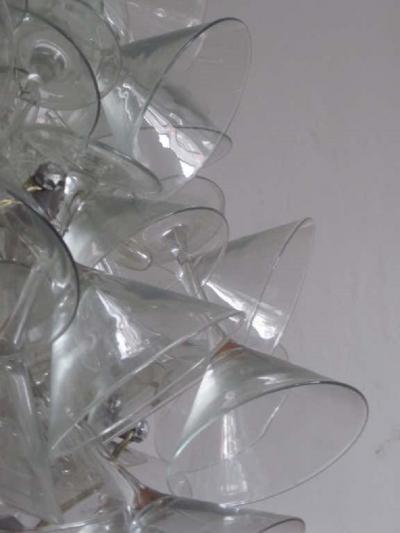  Touch Chandelini Artist Made Midcentury Martini Glass Chandelier or Pendant by Chandelini 