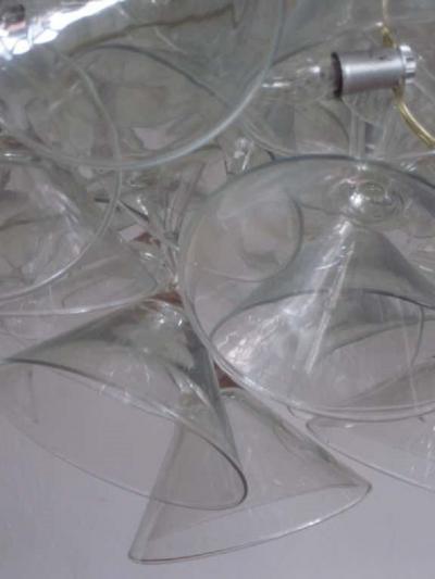  Touch Chandelini Artist Made Midcentury Martini Glass Chandelier or Pendant by Chandelini 