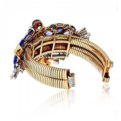  Trabert Hoeffer Mauboussin 18K YG Trabert and Hoeffer Mauboussin Sapphire And Diamond Retro Bracelet