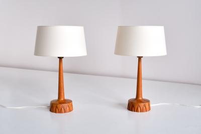  Tran s Stilarmatur AB Pair of Stilarmatur Tran s Table Lamps in Teak Sweden 1960s