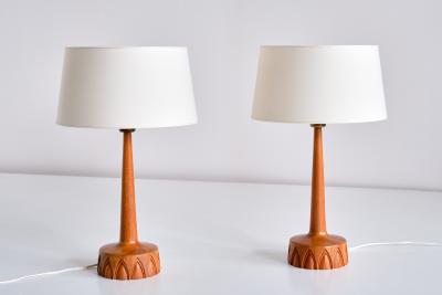  Tran s Stilarmatur AB Pair of Stilarmatur Tran s Table Lamps in Teak Sweden 1960s