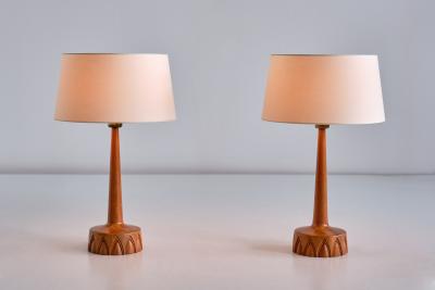  Tran s Stilarmatur AB Pair of Stilarmatur Tran s Table Lamps in Teak Sweden 1960s