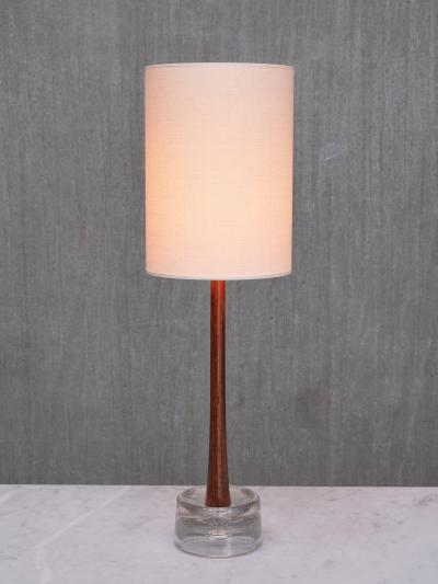  Tran s Stilarmatur AB Stilarmatur Tran s Table Lamp in Rosewood and Glass Sweden 1960s