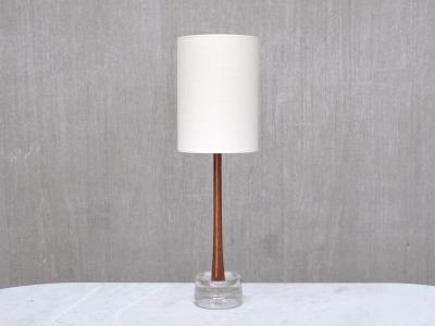  Tran s Stilarmatur AB Stilarmatur Tran s Table Lamp in Rosewood and Glass Sweden 1960s