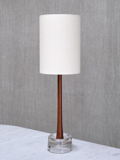  Tran s Stilarmatur AB Stilarmatur Tran s Table Lamp in Rosewood and Glass Sweden 1960s