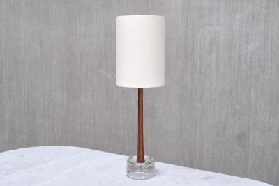  Tran s Stilarmatur AB Stilarmatur Tran s Table Lamp in Rosewood and Glass Sweden 1960s
