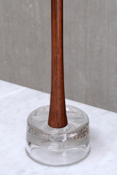  Tran s Stilarmatur AB Stilarmatur Tran s Table Lamp in Rosewood and Glass Sweden 1960s