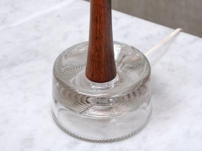  Tran s Stilarmatur AB Stilarmatur Tran s Table Lamp in Rosewood and Glass Sweden 1960s