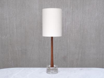  Tran s Stilarmatur AB Stilarmatur Tran s Table Lamp in Rosewood and Glass Sweden 1960s