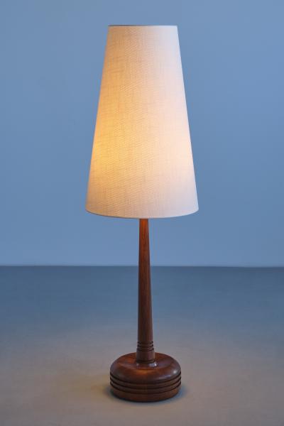 Tran s Stilarmatur AB Tall Stilarmatur Tran s Table Lamp in Teak Wood with Cone Shade Sweden 1960s