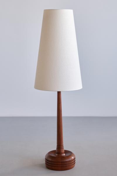  Tran s Stilarmatur AB Tall Stilarmatur Tran s Table Lamp in Teak Wood with Cone Shade Sweden 1960s