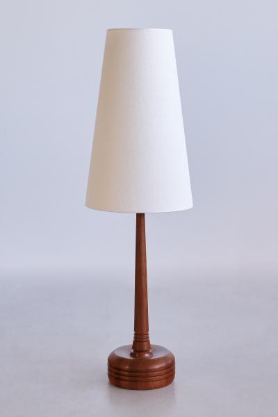  Tran s Stilarmatur AB Tall Stilarmatur Tran s Table Lamp in Teak Wood with Cone Shade Sweden 1960s