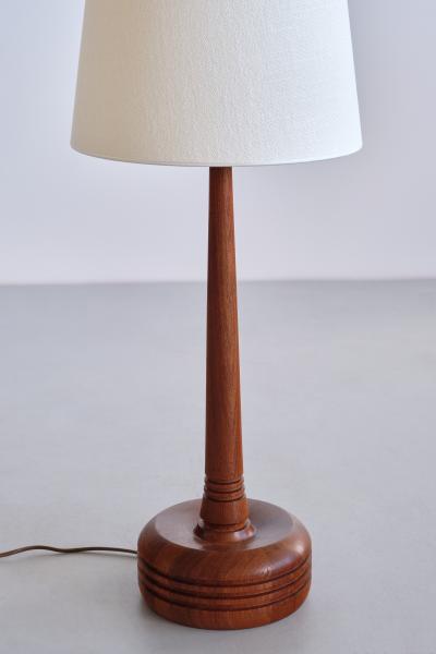  Tran s Stilarmatur AB Tall Stilarmatur Tran s Table Lamp in Teak Wood with Cone Shade Sweden 1960s