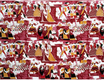  Tre 80 Gio Ponti Designed Balletto alla Scala Fabric by Tre 80 in burgundy 