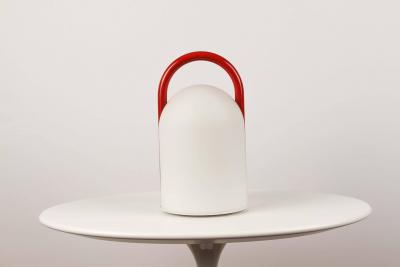  Tronconi Pair of 1980s Romolo Lanciani Tender Table Lamps for Tronconi in Red