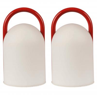  Tronconi Pair of 1980s Romolo Lanciani Tender Table Lamps for Tronconi in Red