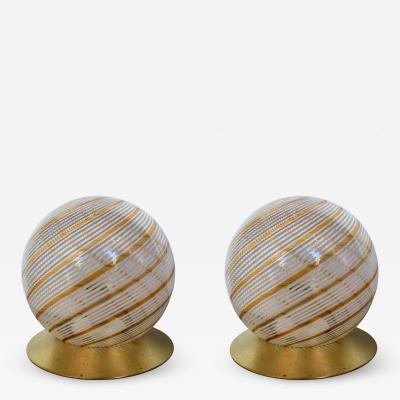  Tronconi Pair of Lamps Murano Glass Brass by Tronconi Italy 1970s