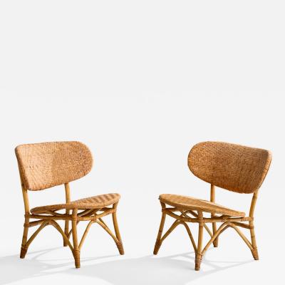  Tropikmobler Ransta Tropikmobler Ransta Slipper Chairs with Bamboo and Rattan Sweden 1950s