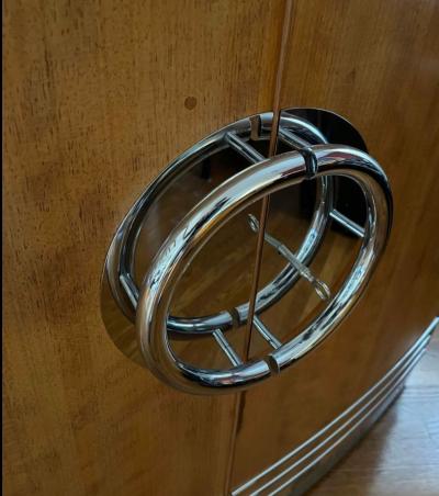  Turnidge of London Art Deco English Envelope Yacht Bar Flamed Maple Mahogany Masterpiece