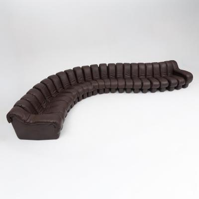  Ubald Klug Ueli Berger De Sede DS 600 Non Stop Sofa in Deep Espresso Brown Leather 1980s