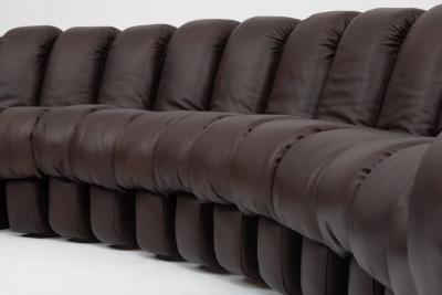  Ubald Klug Ueli Berger De Sede DS 600 Non Stop Sofa in Deep Espresso Brown Leather 1980s