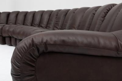  Ubald Klug Ueli Berger De Sede DS 600 Non Stop Sofa in Deep Espresso Brown Leather 1980s