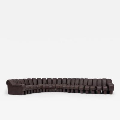  Ubald Klug Ueli Berger De Sede DS 600 Non Stop Sofa in Deep Espresso Brown Leather 1980s