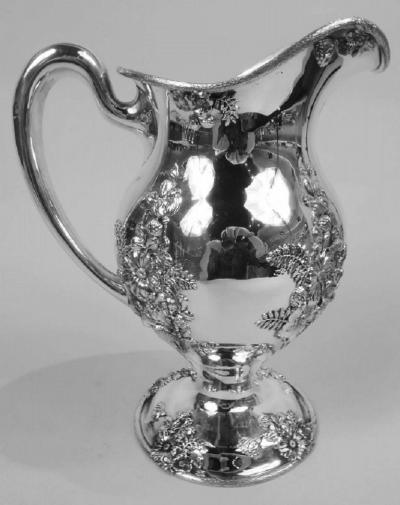 Udall Ballou Fresh and Pretty American Art Nouveau Sterling Silver Water Pitcher