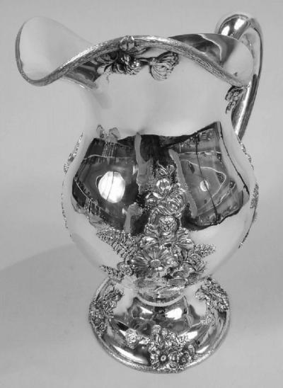  Udall Ballou Fresh and Pretty American Art Nouveau Sterling Silver Water Pitcher