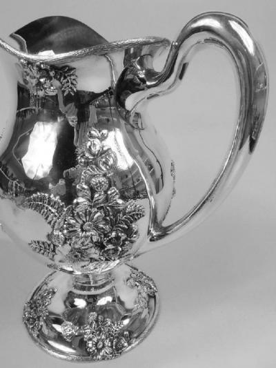  Udall Ballou Fresh and Pretty American Art Nouveau Sterling Silver Water Pitcher