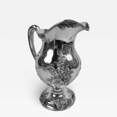  Udall Ballou Fresh and Pretty American Art Nouveau Sterling Silver Water Pitcher