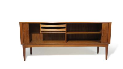  Uldum Mobelfabrik Uldum M belfabrik Johannes Andersen Teak Credenza with Sculpted Pulls