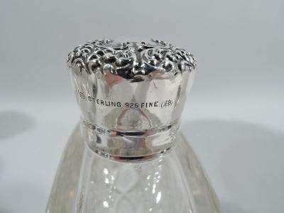 Unger Bros Antique Unger Sterling Silver Brilliant Cut Glass Flask