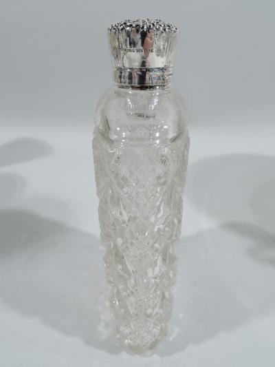  Unger Bros Antique Unger Sterling Silver Brilliant Cut Glass Flask