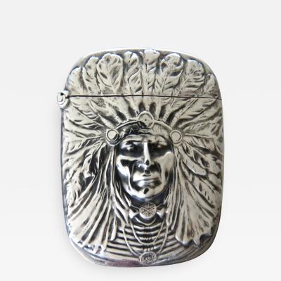  Unger Brothers Art Nouveau Sterling Silver Match Safe Indian Head American Circa 1905