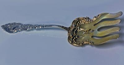 Unger Brothers Passaic by Unger Sterling Silver Asparagus Fork gold washed C 1900