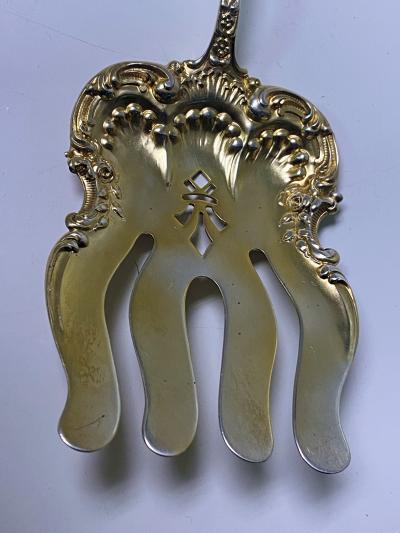 Unger Brothers Passaic by Unger Sterling Silver Asparagus Fork gold washed C 1900