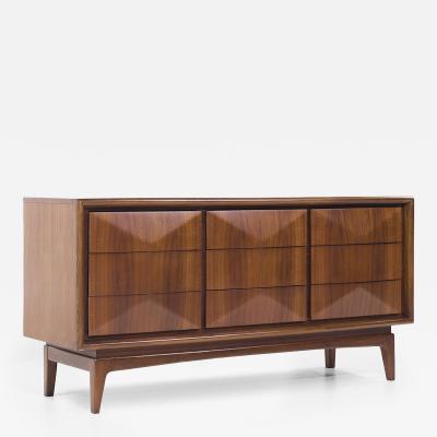  United Furniture Corporation United Diamond Mid Century Walnut Lowboy Dresser