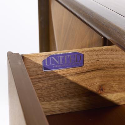  United Furniture Corporation United Furniture Mid Century Diamond Walnut Highboy Dresser