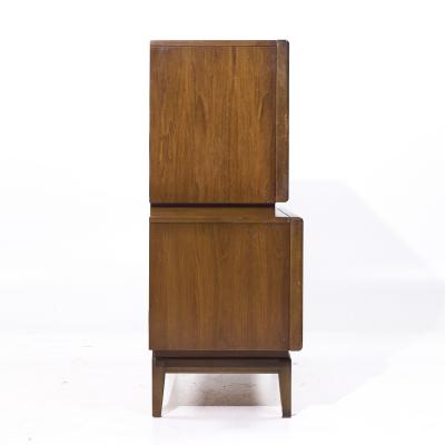  United Furniture Corporation United Furniture Mid Century Diamond Walnut Highboy Dresser