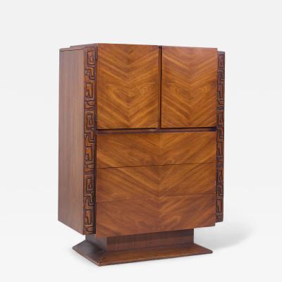  United Furniture Corporation United Mid Century Walnut Tiki Brutalist Highboy Dresser