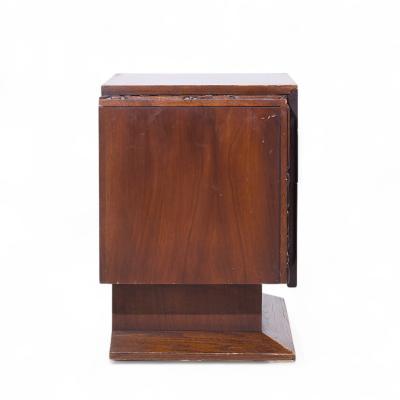  United Furniture Corporation United Mid Century Walnut Tiki Brutalist Nightstands Pair