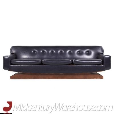  United Furniture Corporation United Style Mid Century Walnut Pedestal Base Sofa