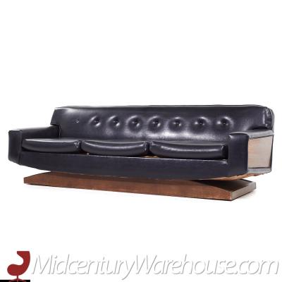 United Furniture Corporation United Style Mid Century Walnut Pedestal Base Sofa