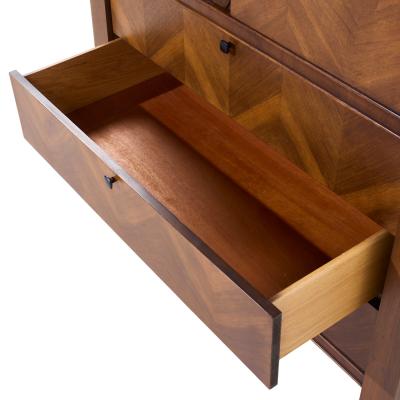  United Furniture Corporation United Tiki Brutalist Mid Century Walnut Gentleman s Chest Highboy Dresser