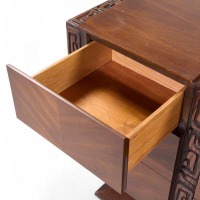  United Furniture Corporation United Tiki Brutalist Mid Century Walnut Lowboy Dresser