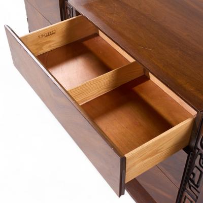  United Furniture Corporation United Tiki Brutalist Mid Century Walnut Lowboy Dresser